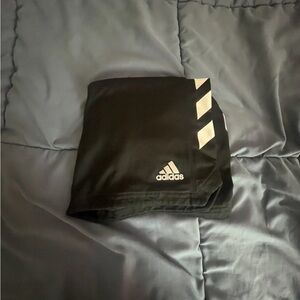 Adidas Boys Athletic Shorts Small (8)  Black White Slash Stripes Shorts